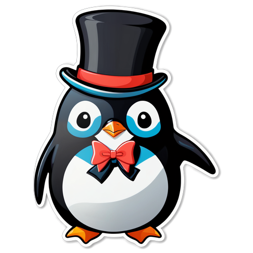Elegant Penguin with Hat and Bow Tie