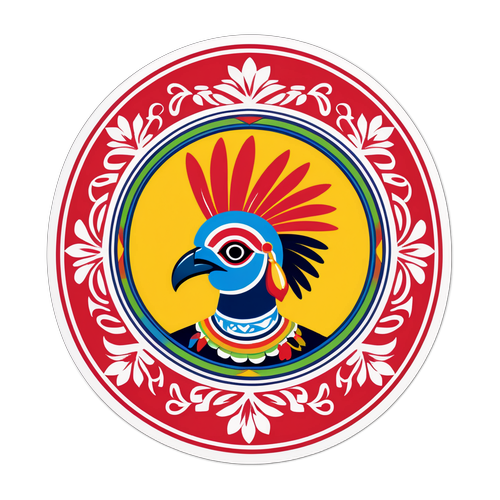 Sticker con el logo de Wilstermann adornado con elementos folklóricos bolivianos