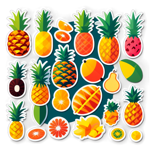 Tropical Fruits Sticker Collage