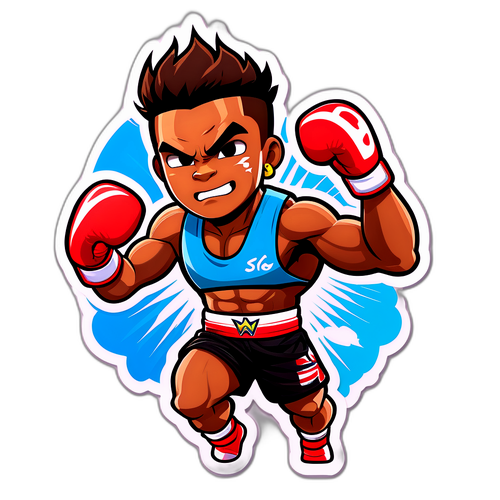 สติ๊กเกอร์การ์ตูนบุคาวแสดงถึงชัยชนะในสไตล์การต่อสู้