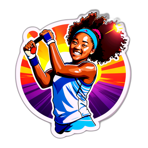 Stylový nálepka Naomi Osaka v vítězné póze