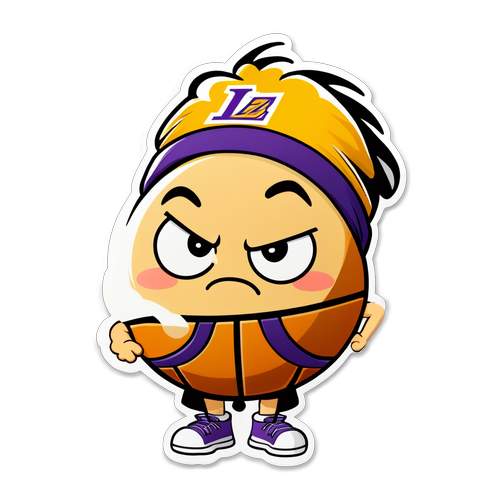 Isang Cute na Sticker ng Basketball na may Cartoon Face