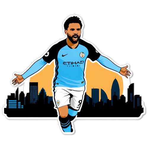 Manchester City-sticker med ikonisk målskytt