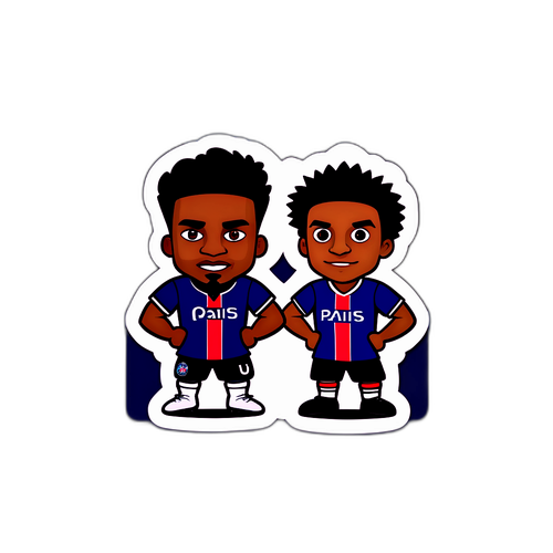 Artig klistremerke av fotballspillere fra Lyon og PSG