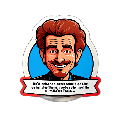 Sticker van een cartoonachtige Benoit Poelvoorde