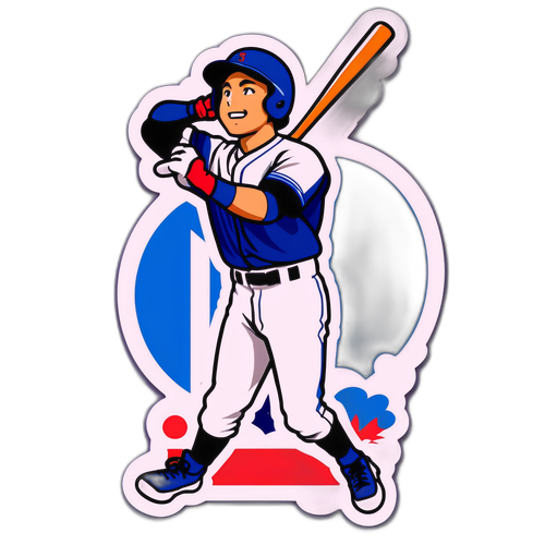 ホームランを打った後の伊藤芳男のダイナミックなポーズのデザイン