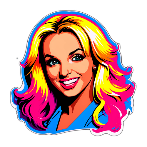 Vibrant pop-art klistermærke af Britney Spears