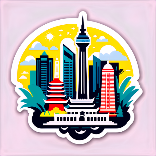 Menakjubkan! Sticker Skyline Jakarta Menggabungkan Monas dan Motif Tradisional Indonesia!