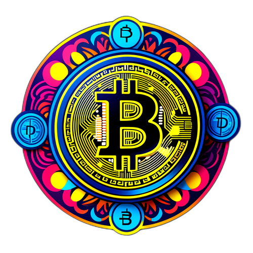 Desain Abstrak Bitcoin dengan Pola Rumit