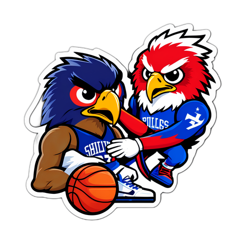 Autocollant sur la rivalité sportive entre les Hawks et les 76ers