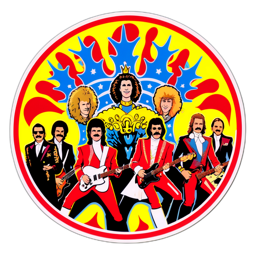 Autocollant festif des membres de Queen en concert