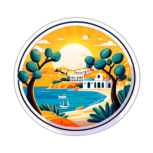 Αξιολάτρευτη αυτοκόλλητη ετικέτα με το Αιγαίο