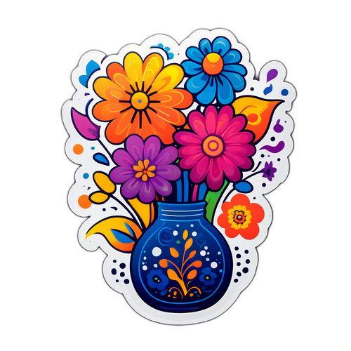 Autocollant artistique du mercredi avec fleurs