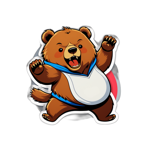 盛岡の遊ぶクマのユーモラスなステッカー