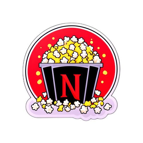 Design Naklejki z Logo Netflix w Otoczeniu Popcornu