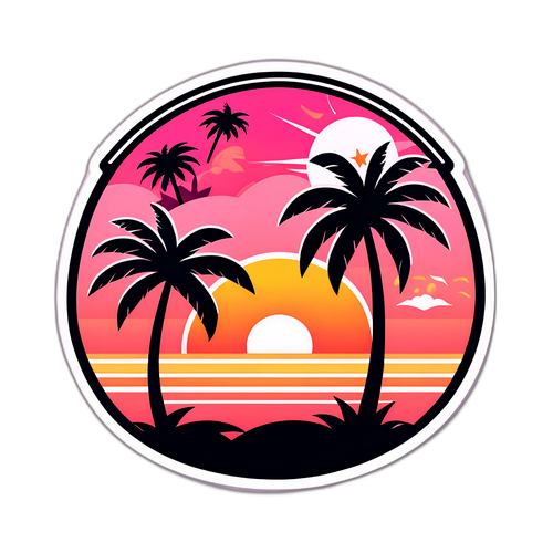 Sticker ng Inter Miami na may Tropikal na Elemento