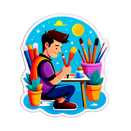 En koselig, kunstnerisk fremstilling av kreativitet