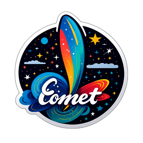 Абстрактные линии, формирующие комету с надписью 'Звёздное вдохновение'