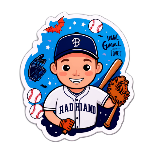 Whimsical Baseball Doodle Sticker