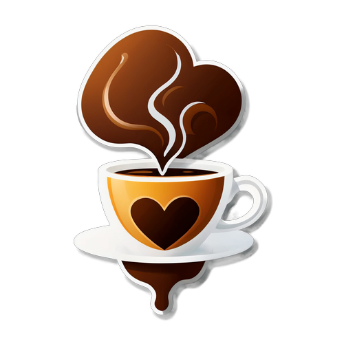 Heart-Shaped Coffee Art Sticker