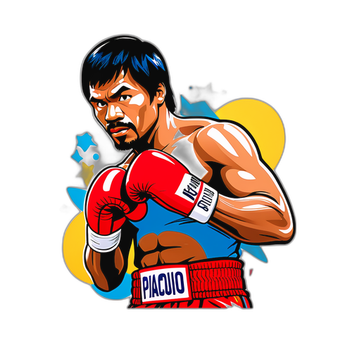 Ilustracja Manny'ego Pacquiao w klasycznej pozie bokserskiej