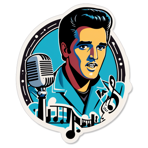 Retro-inspireret Elvis Presley klistermærke