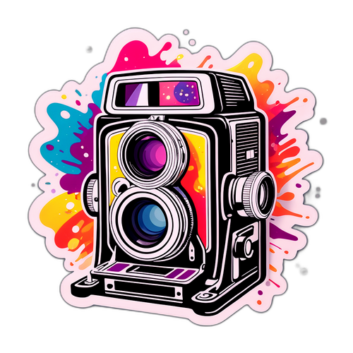 Adesivo artistico di una macchina fotografica vintage