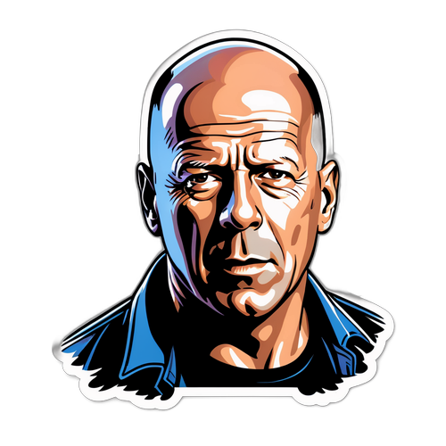 Sticker van Bruce Willis in actie