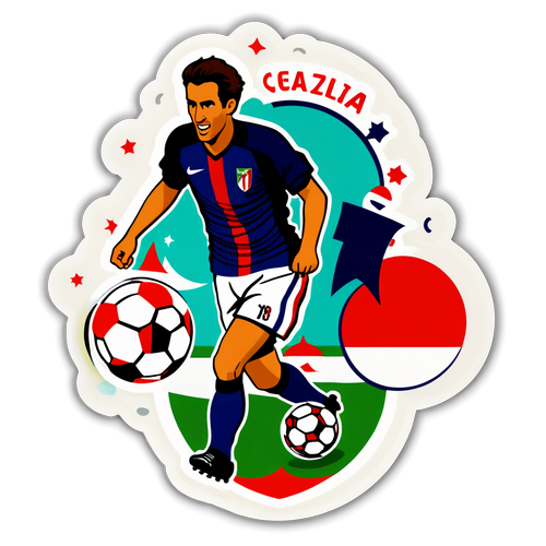 Sticker Vintage Memperingati Sejarah Sepak Bola Cagliari dan Venezia