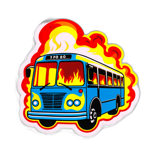Desenho de um ônibus em chamas