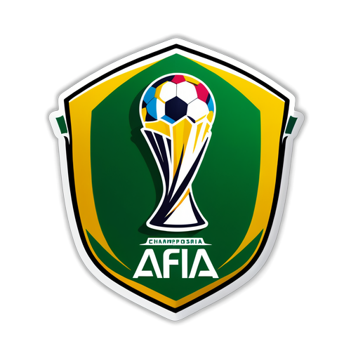 Sticker Serie A s fotbalovým hřištěm a pohárem