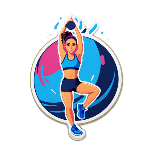 Sticker van een gym levenstijl met acrobatische elementen