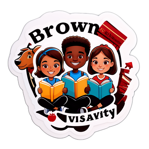 Humorvolle Darstellung der Brown University mit cartoonhaften Studenten