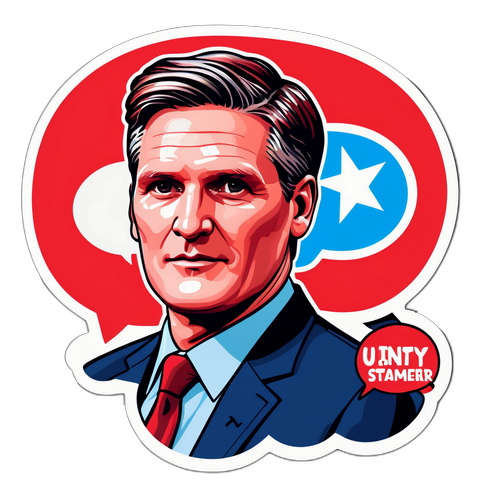 Politisk klistremerke med Keir Starmer
