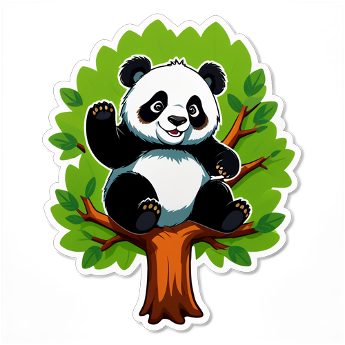 Panda Joyeux dans son Arbre Verdoyant