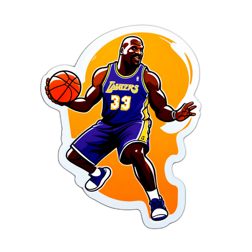 Autocollant caricatural de Shaquille O'Neal en pleine action