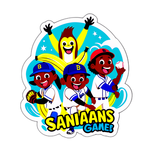 Whimsical Savannah Bananas Baseball Game Sticker