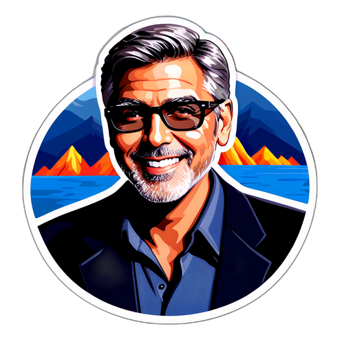 Calcomanía de George Clooney con gafas de sol