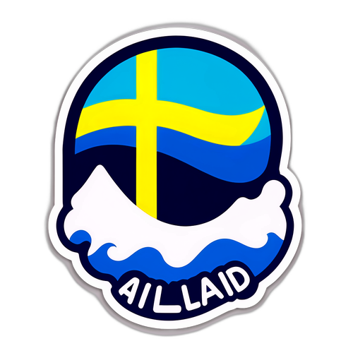 Ålandsflaggan med texten "Vacker Ö"