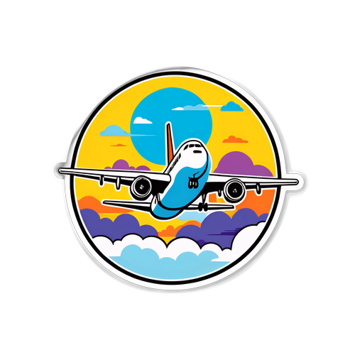 Dramatisches Aufkleber-Design: Notlandung eines Flugzeugs