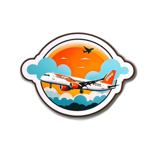 Design di un aereo EasyJet tra le nuvole al tramonto