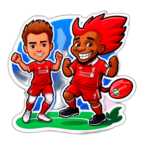 Sticker Kartun Mascot Liverpool dan Pemain Brighton