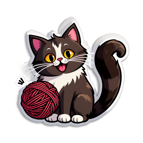 Gato Brincando com Bola de Lã