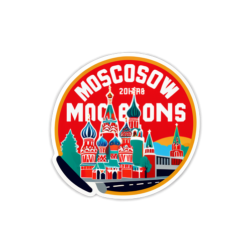 Стикер с текстурой московских улиц и яркими рекламными вывесками