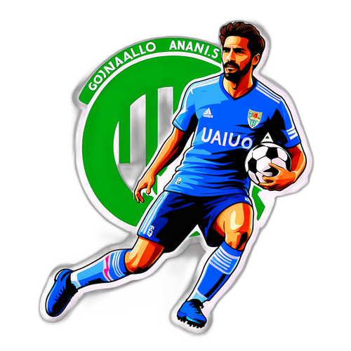 Diseño de sticker de Gonzalo Nannis en pose dinámica