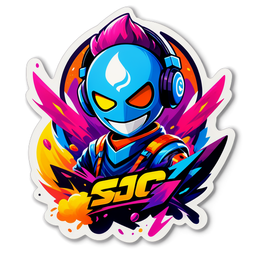 Un sticker vibrant eSports avec un personnage de jeu