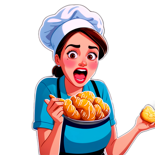 惊讶的女人与炸面圈