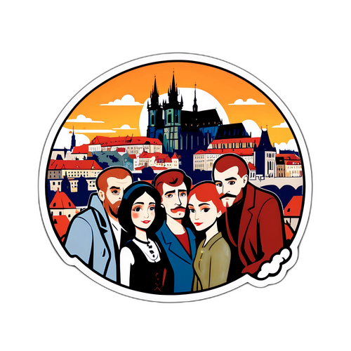 Hlavní postavy z 'Hříšných lidí Prahy' v retro stylu