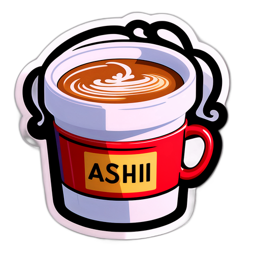 朝のひとときを表現する素敵なコーヒーカップステッカー
