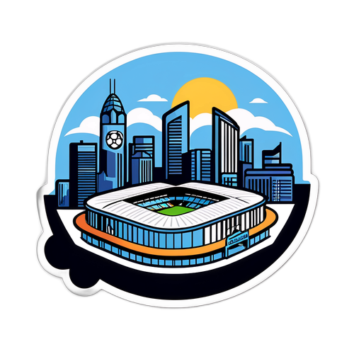 Autocolant Manchester City cu design abstract al stadioanelor